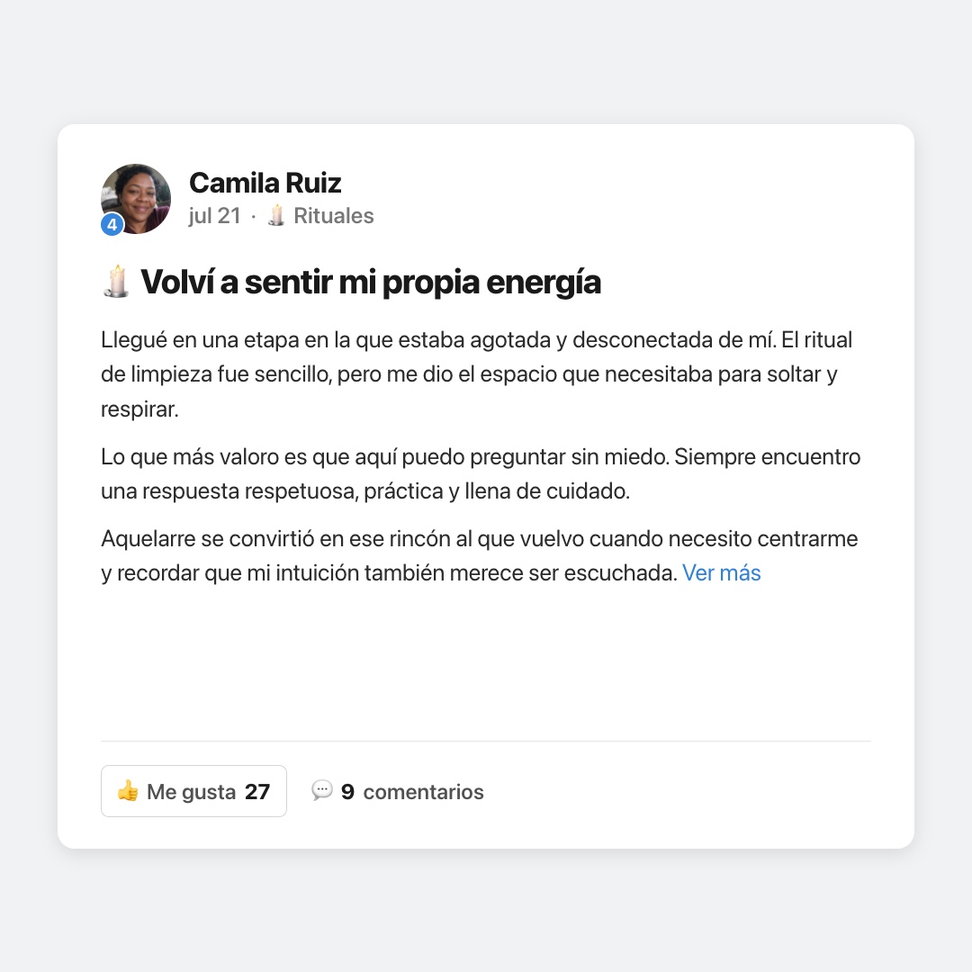 Post real de una miembro dentro de El Círculo