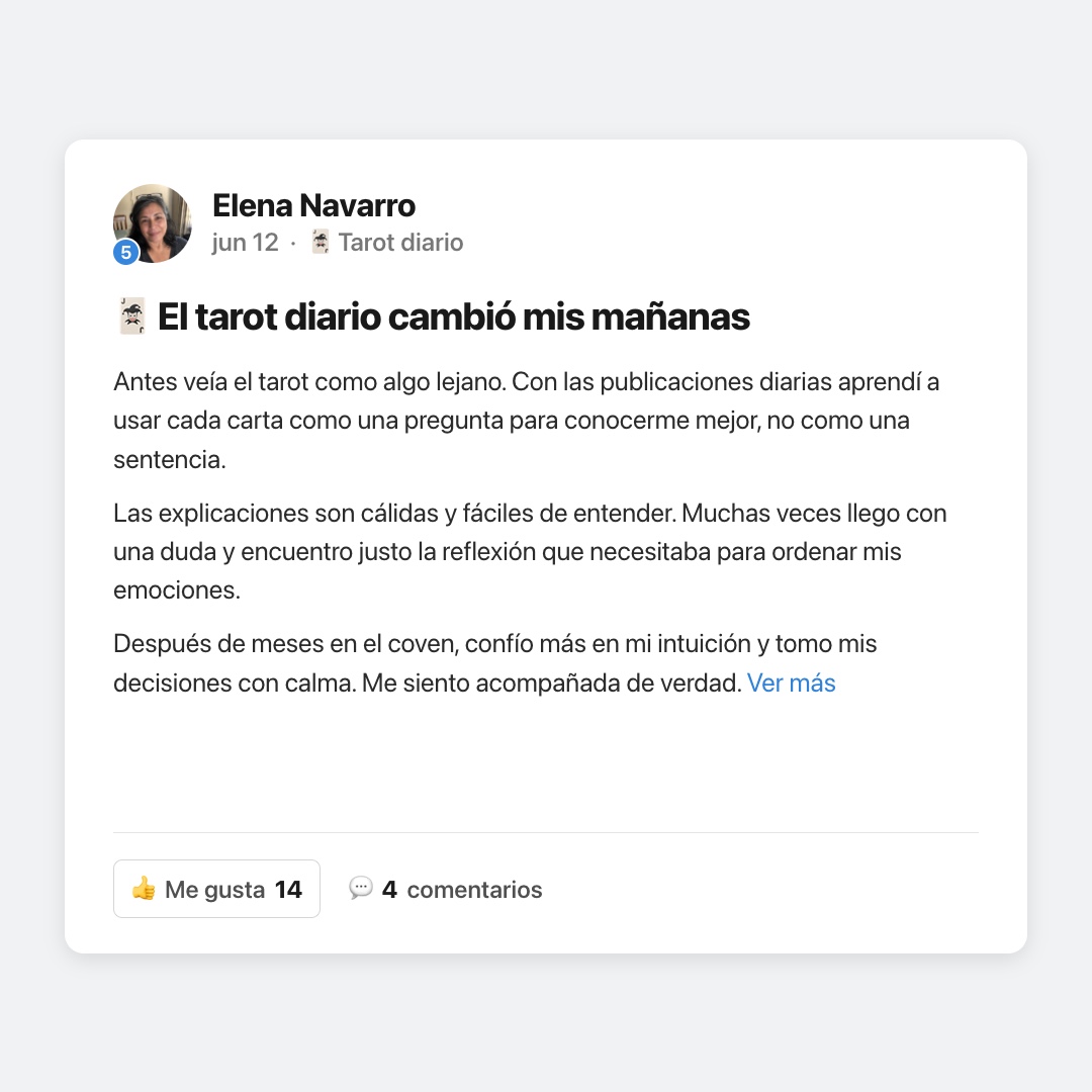 Post real de una miembro dentro de El Círculo